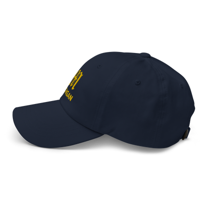 'Michigan' Dad Hat (w/ Old English M) | Gold Embroidery