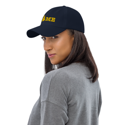 Michigan 'Home' Dad Hat (Typewriter Font) | Gold Embroidery