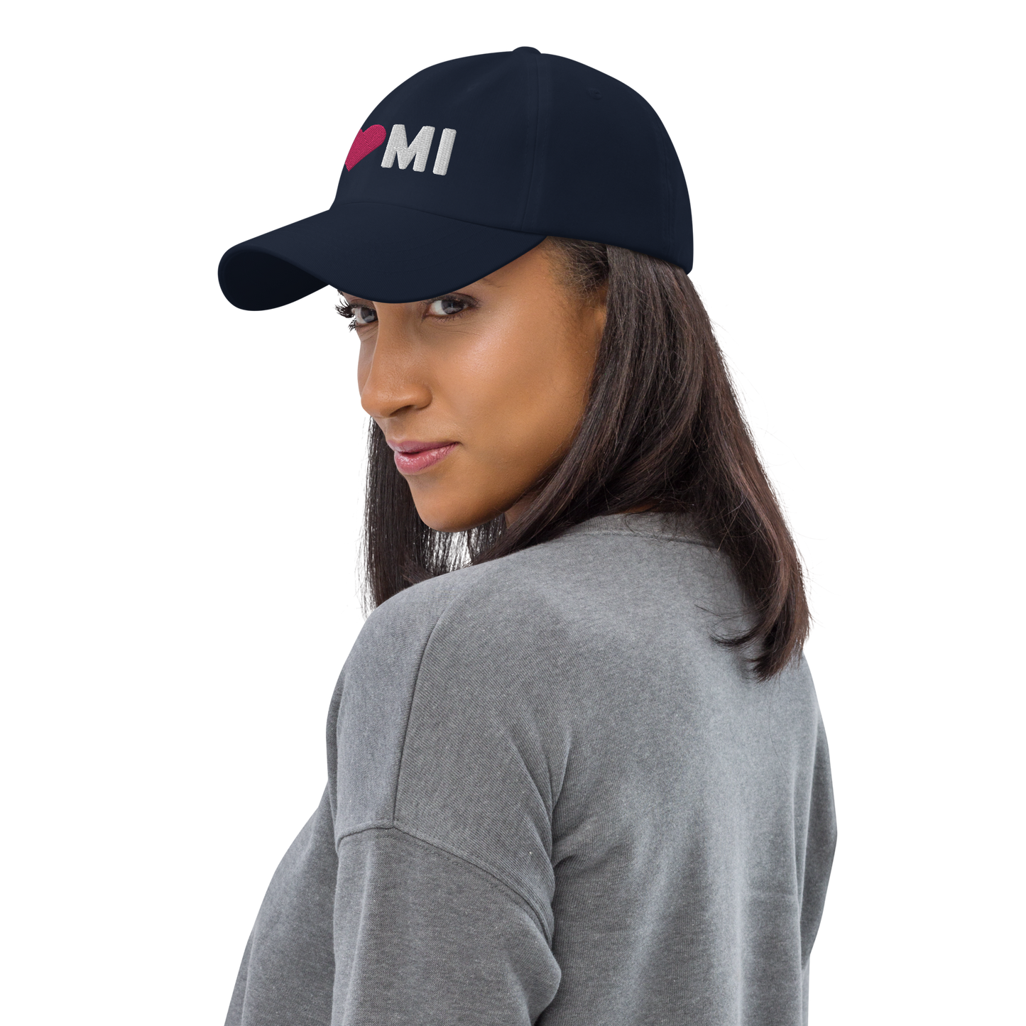 Michigan 'I ❤️ MI' Dad Hat (Rounded Swiss Font)