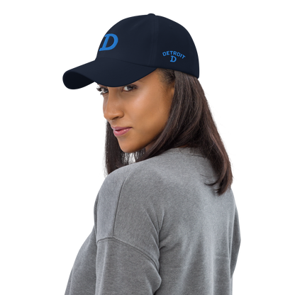 Detroit 'Old French D' Dad Hat (w/ Side Design) | Azure Embroidery