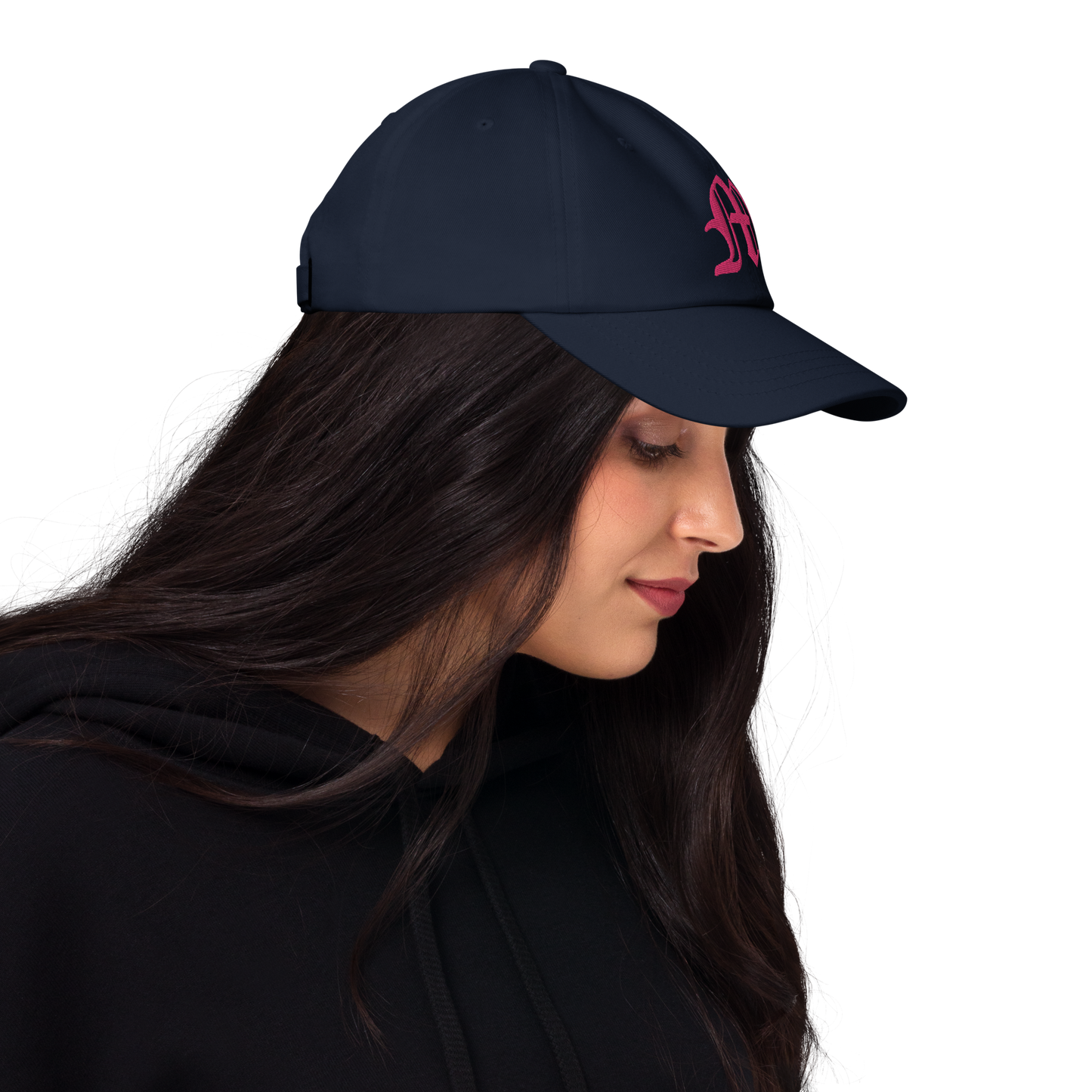 Old English 'M' Dad Hat (w/ 'Michigan' Back Design) | Pink Embroidery