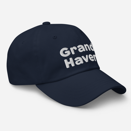 'Grand Haven' Dad Hat | White/Navy Embroidery