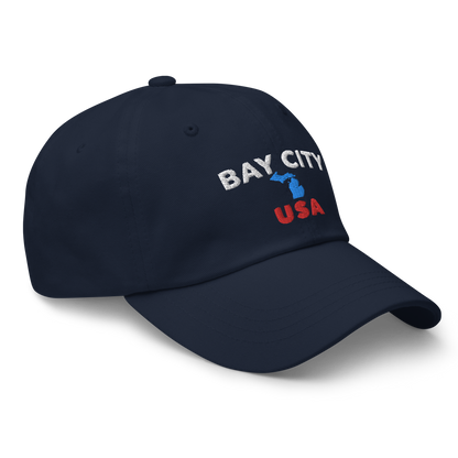 'Bay City USA' Dad Hat (w/ Michigan Outline)