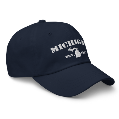 'Michigan EST 1837' Dad Hat (Army Font)