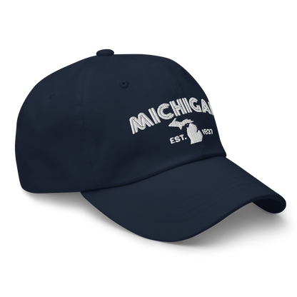 'Michigan EST 1837' Dad Hat (Metalpress Font)