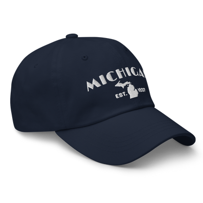 'Michigan EST 1837' Dad Hat (Theatrical Art Deco Font)