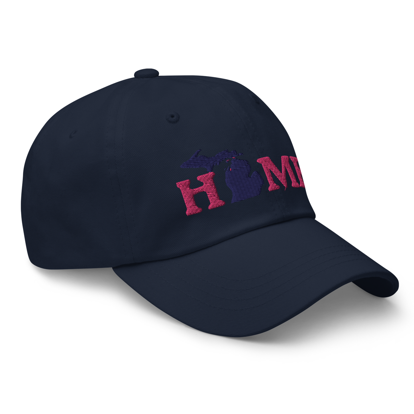 Michigan 'Home' Dad Hat (Woodcut Font) | Pink Embroidery