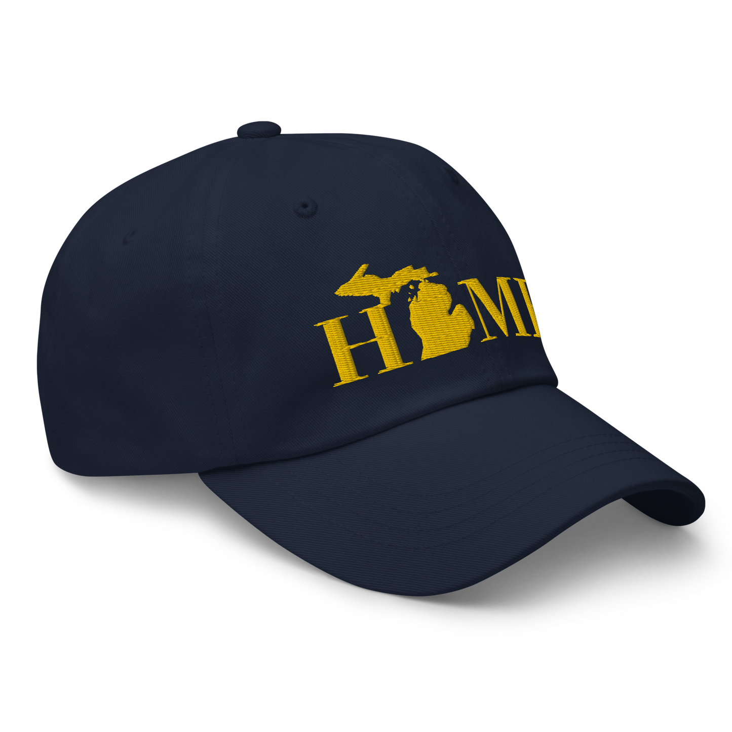 Michigan 'Home' Dad Hat (Geometric Sans Font) | Gold Embroidery