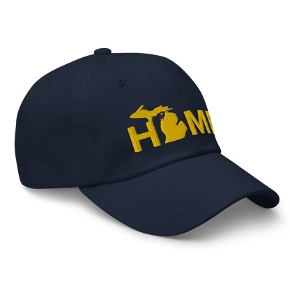 Michigan 'Home' Dad Hat (Geometric Sans Font) | Gold Embroidery