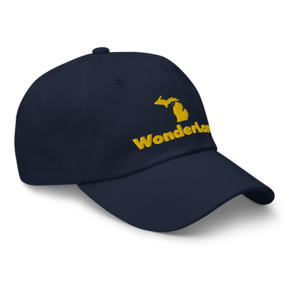 Michigan 'Wonderland' Dad Hat (Geometric Sans Font) | Gold Embroidery