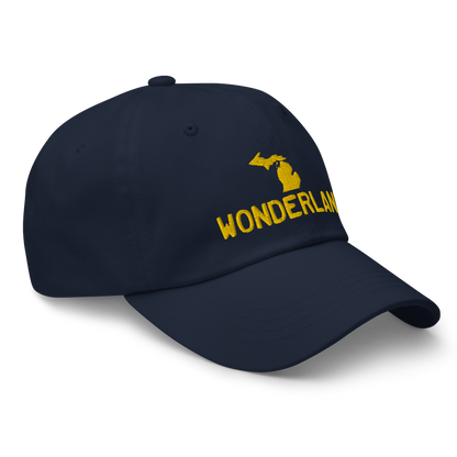 Michigan 'Wonderland' Dad Hat (Licence Plate Font) | Gold Embroidery