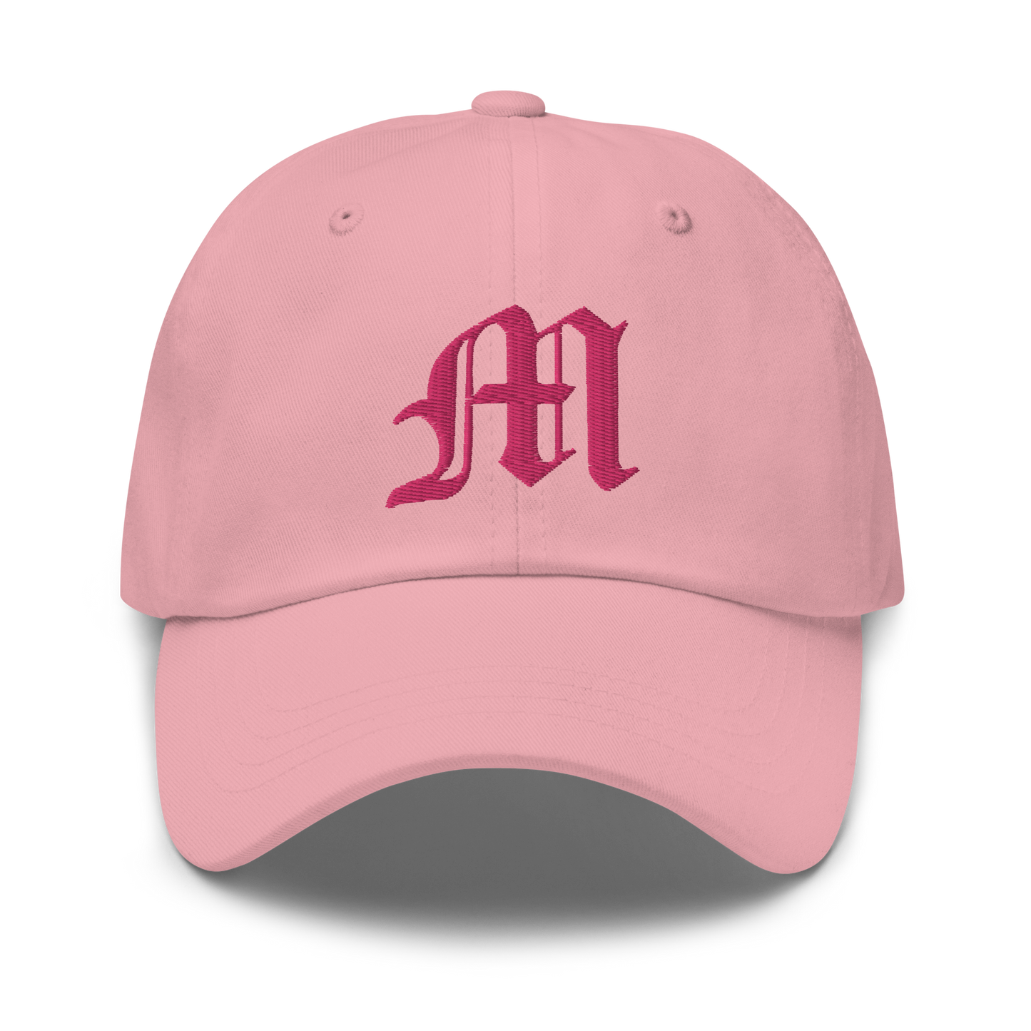 Old English 'M' Dad Hat (w/ 'Michigan' Back Design) | Pink Embroidery