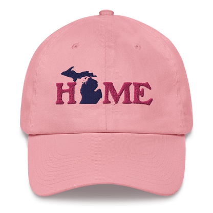 Michigan 'Home' Dad Hat (Woodcut Font) | Pink Embroidery