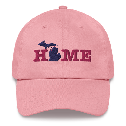 Michigan 'Home' Dad Hat (Typewriter Font) | Pink Embroidery