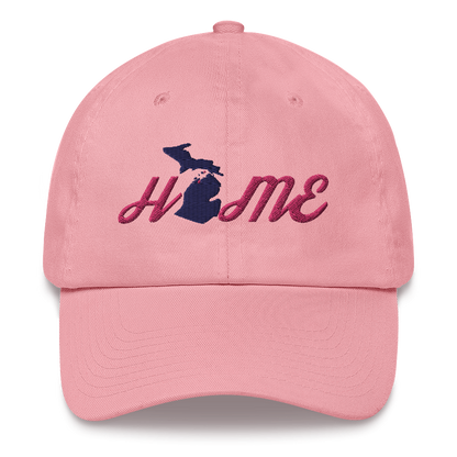 Michigan 'Home' Dad Hat (Script Font) | Pink Embroidery