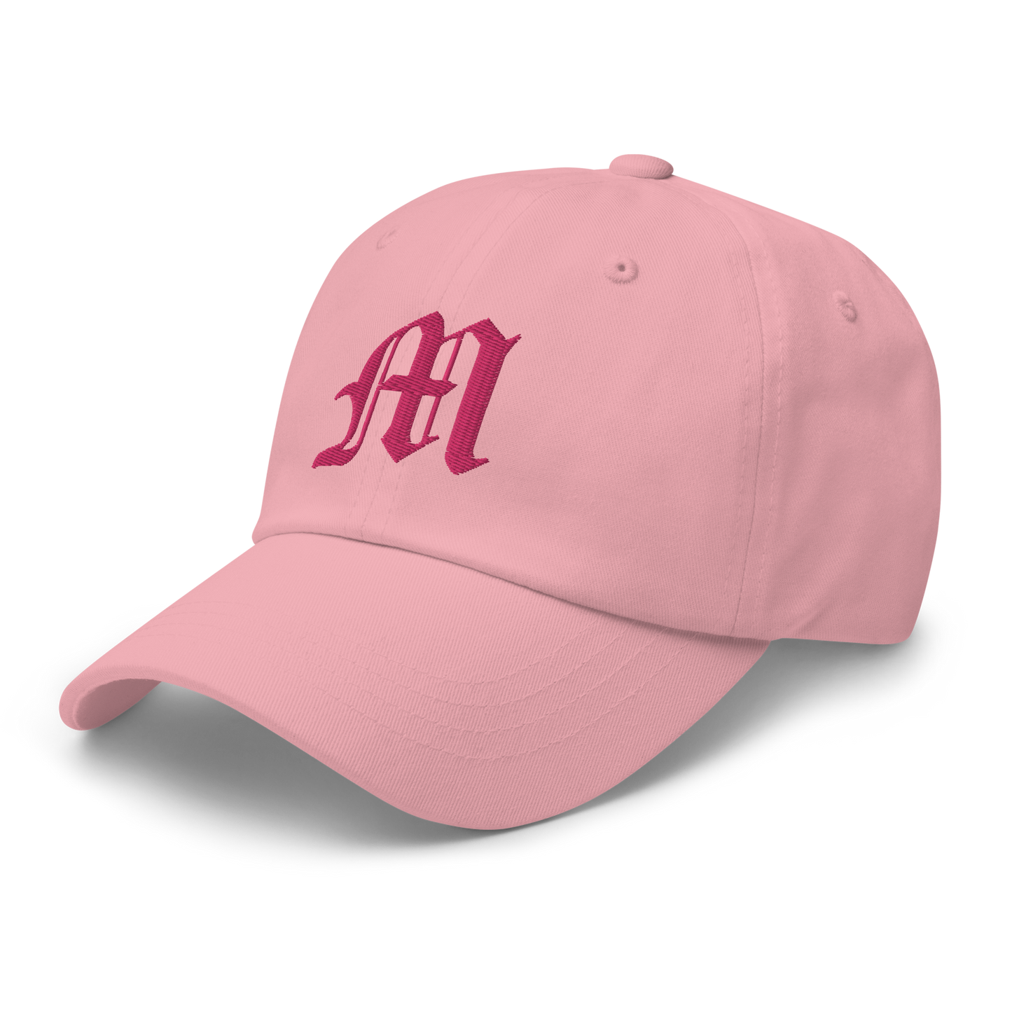 Old English 'M' Dad Hat (w/ 'Michigan' Back Design) | Pink Embroidery