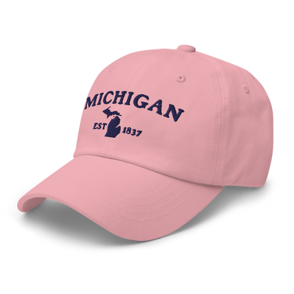 'Michigan EST 1837' Dad Hat (Woodcut Font)