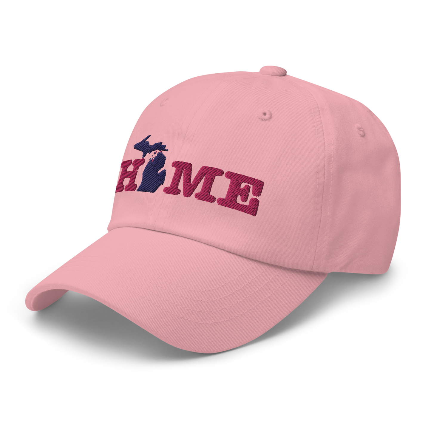 Michigan 'Home' Dad Hat (Typewriter Font) | Pink Embroidery