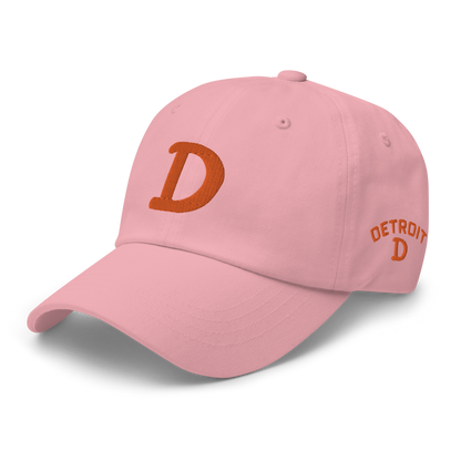 Detroit 'Old French D' Dad Hat (w/ Side Design) | Orange Embroidery