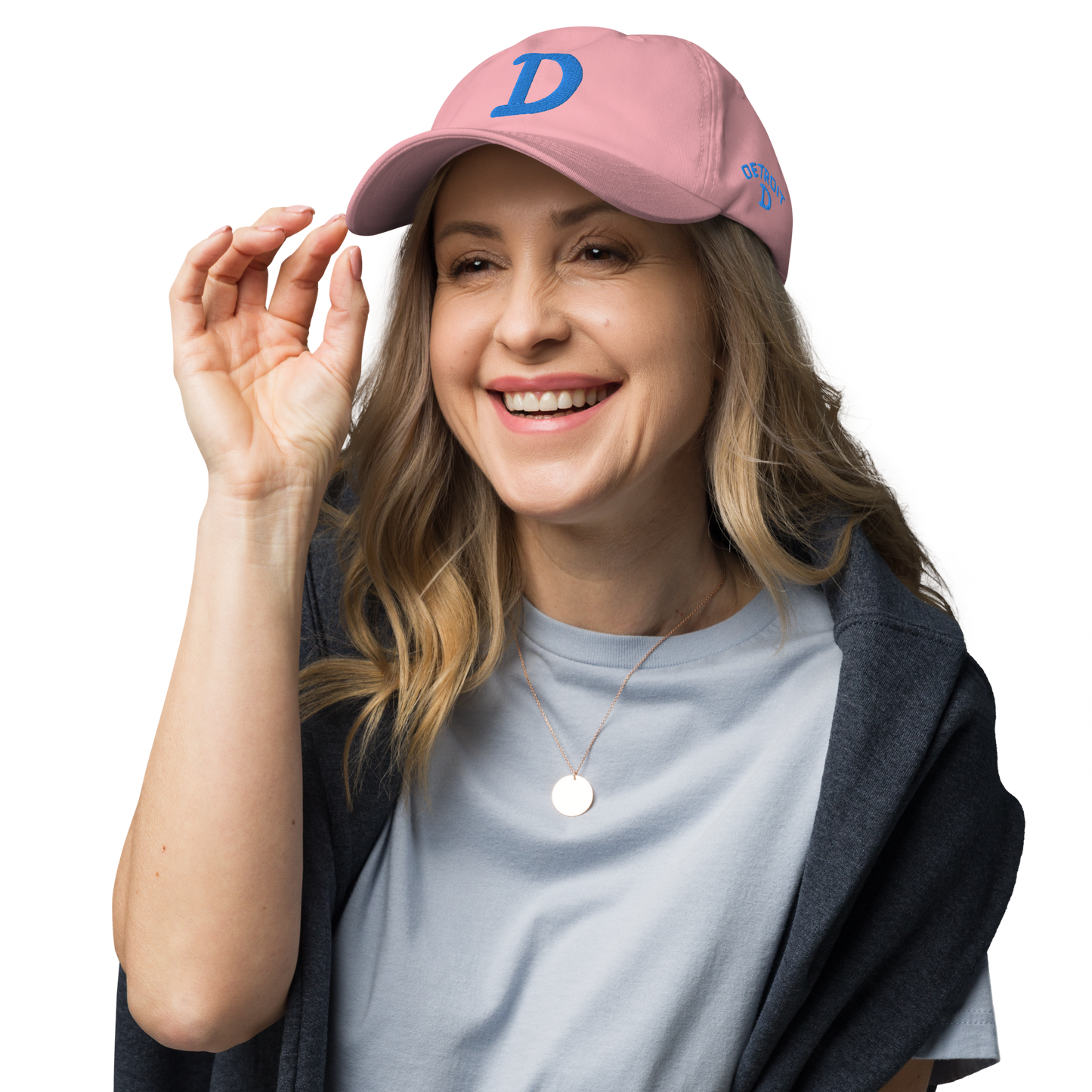 Detroit 'Old French D' Dad Hat (w/ Side Design) | Azure Embroidery