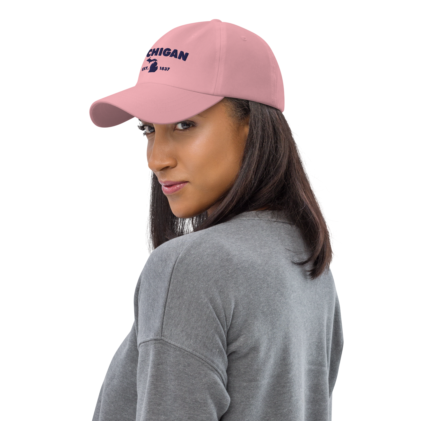 'Michigan EST 1837' Dad Hat (Geometric Sans Font)