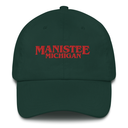 'Manistee Michigan' Dad Hat (1980s Drama Parody)