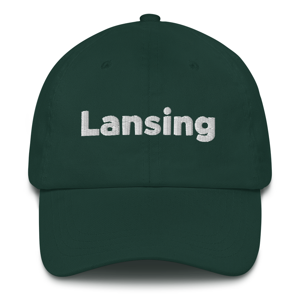 'Lansing' Dad Hat | White/Black Embroidery