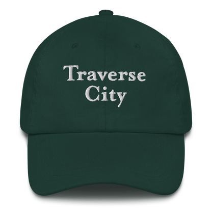 'Traverse City' Dad Hat | White/Black Embroidery