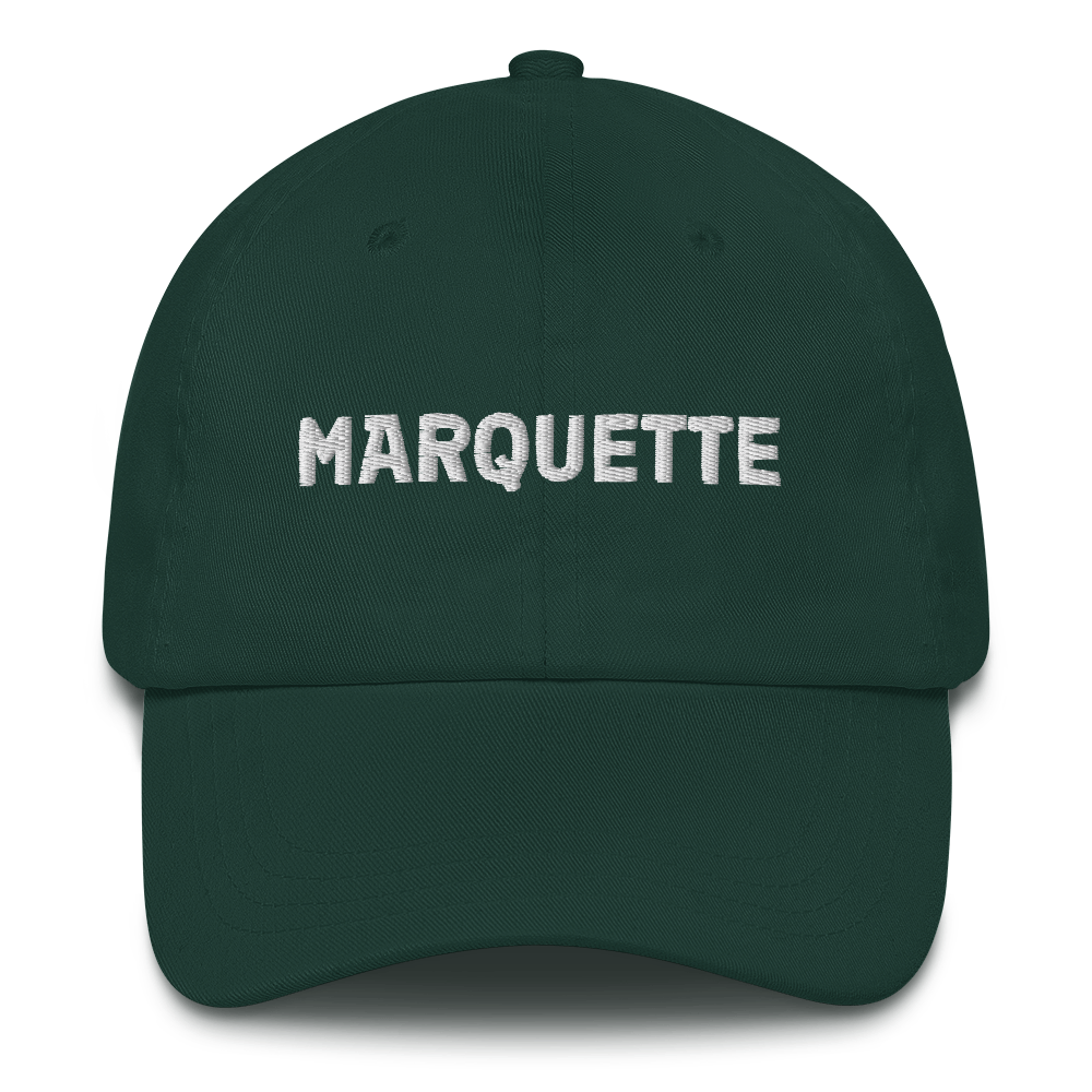 'Marquette' Dad Hat | White/Navy Embroidery