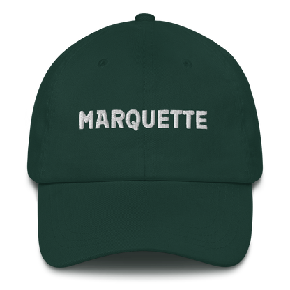 'Marquette' Dad Hat | White/Navy Embroidery