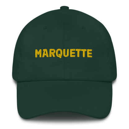 'Marquette' Dad Hat | Gold/Green Embroidery