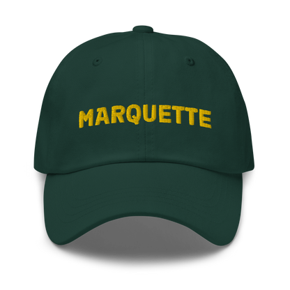 'Marquette' Dad Hat | Gold/Green Embroidery