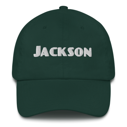 'Jackson' Dad Hat | White/Black Embroidery