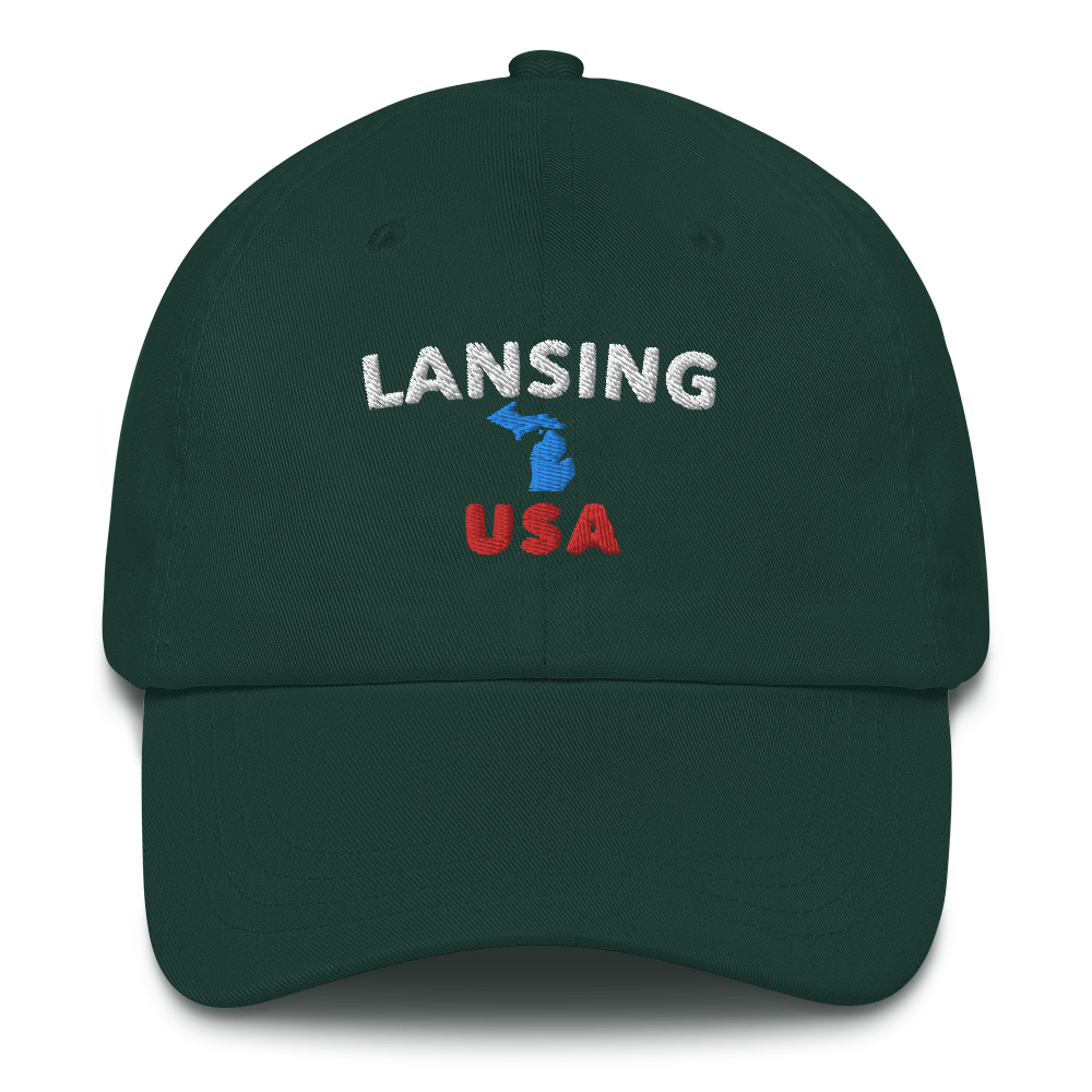 'Lansing USA' Dad Hat (w/ Michigan Outline)