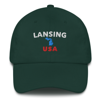 'Lansing USA' Dad Hat (w/ Michigan Outline)