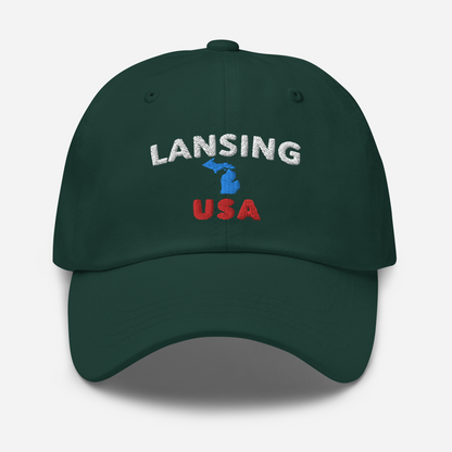 'Lansing USA' Dad Hat (w/ Michigan Outline)