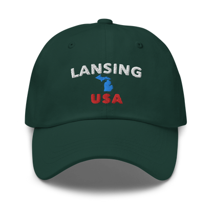 'Lansing USA' Dad Hat (w/ Michigan Outline)