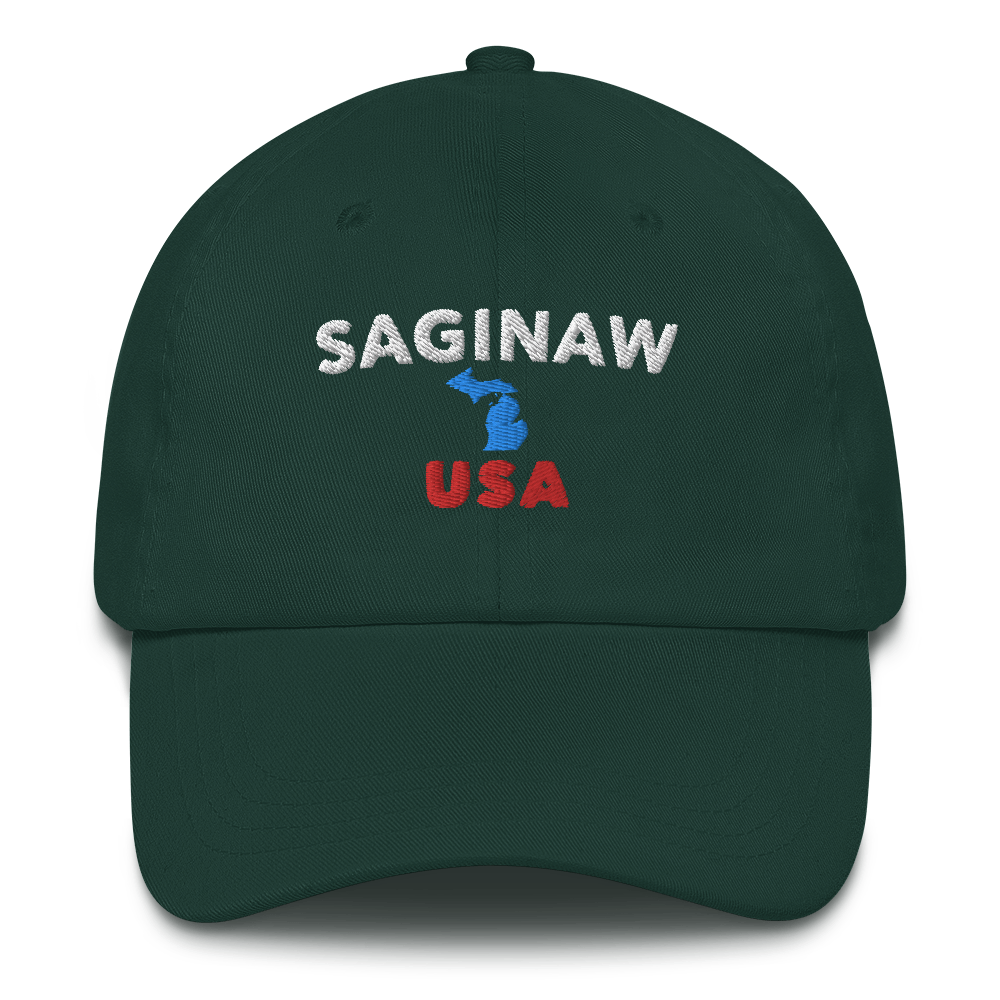 'Saginaw USA' Dad Hat (w/ Michigan Outline)