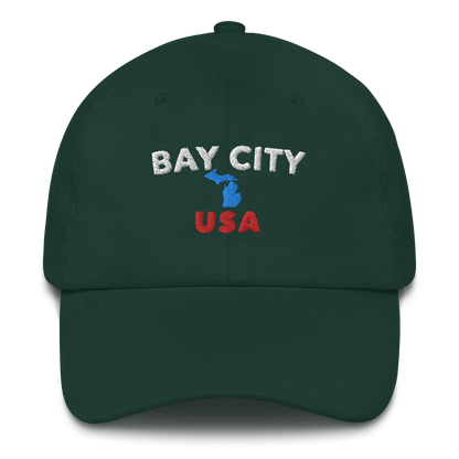 'Bay City USA' Dad Hat (w/ Michigan Outline)