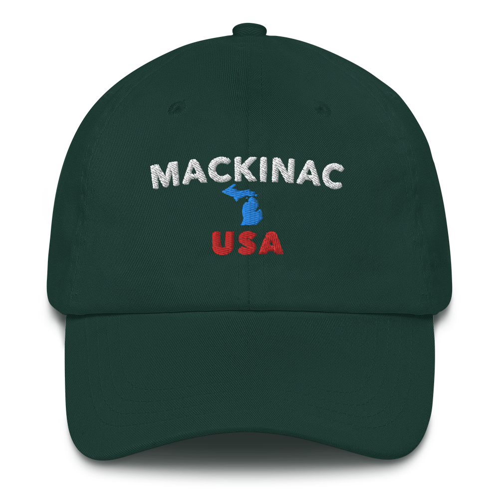 'Mackinac USA' Dad Hat (w/ Michigan Outline)