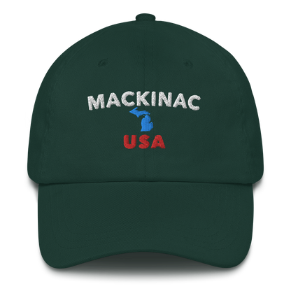 'Mackinac USA' Dad Hat (w/ Michigan Outline)