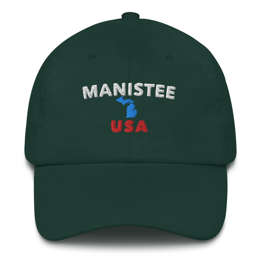 'Manistee USA' Dad Hat (w/ Michigan Outline)