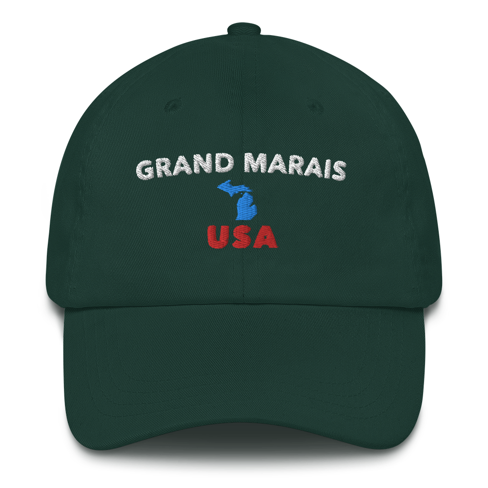 'Grand Marais USA' Dad Hat (w/ Michigan Outline)