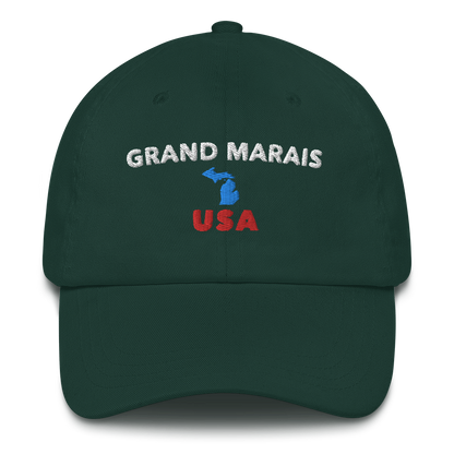 'Grand Marais USA' Dad Hat (w/ Michigan Outline)