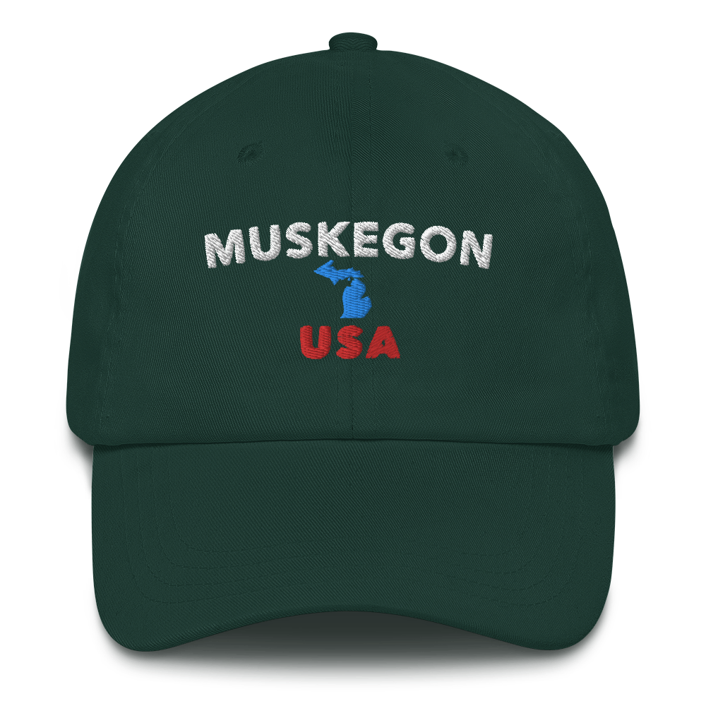 'Muskegon USA' Dad Hat (w/ Michigan Outline)