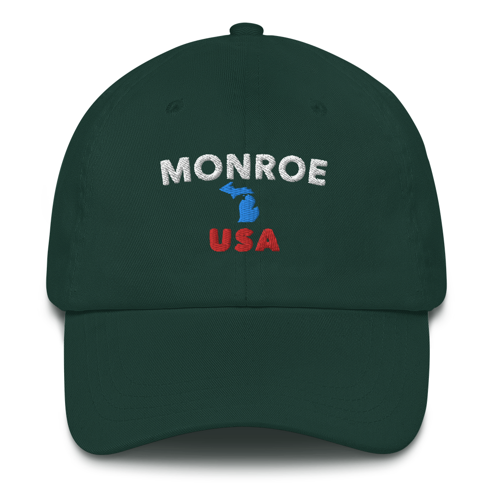 'Monroe USA' Dad Hat (w/ Michigan Outline)