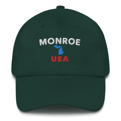 'Monroe USA' Dad Hat (w/ Michigan Outline)