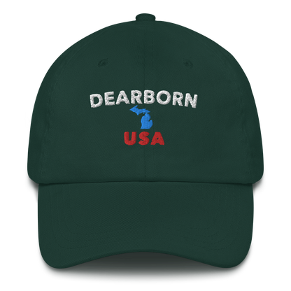 'Dearborn USA' Dad Hat (w/ Michigan Outline)