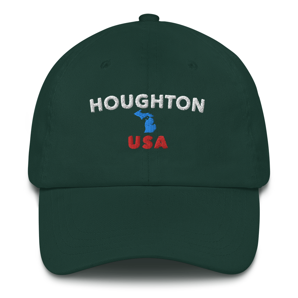 'Houghton USA' Dad Hat (w/ Michigan Outline)