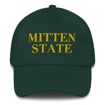 Michigan 'Mitten State' Dad Hat (Didone Font) | Gold Embroidery